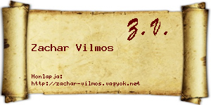 Zachar Vilmos névjegykártya